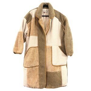 Anthropologie Pilcro Patchwork Color Block Coat Brown Small Pre-Loved